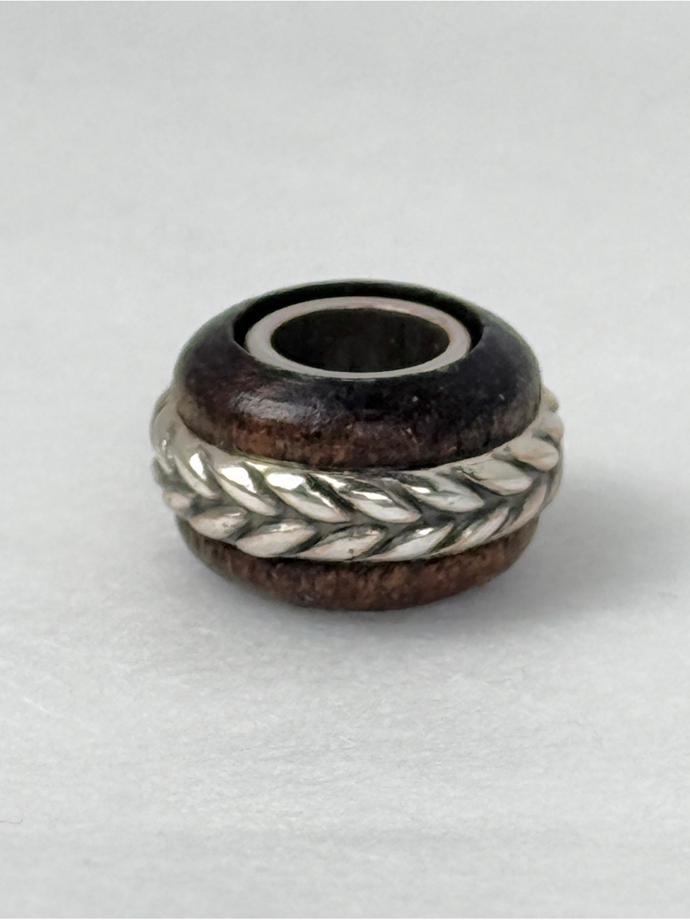 Brighton Wooden Charm Spacer Bead Brown Silver Plated